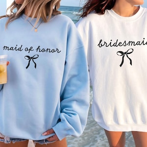 Maid Of Honor Sweatshirt,Bridesmaid Gift,MOH Proposal Hoodie, bride sweatshirt, Bridesmaid gift Bow Bridal Party,Custom Bride,ana1899