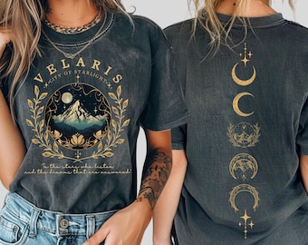 Camisa ACOTAR de Velaris con colores cómodos, camisa Ciudad de las Estrellas de Velaris, La Corte Nocturna, Mercancía de SJM, La Corte de los Sueños, Rhysand, Bookish, ana1239