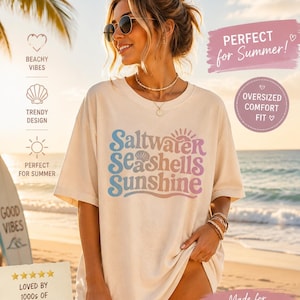 Saltwater Seashells Sunshine Tee, Comfort Colors Beach Tshirt,ana1758