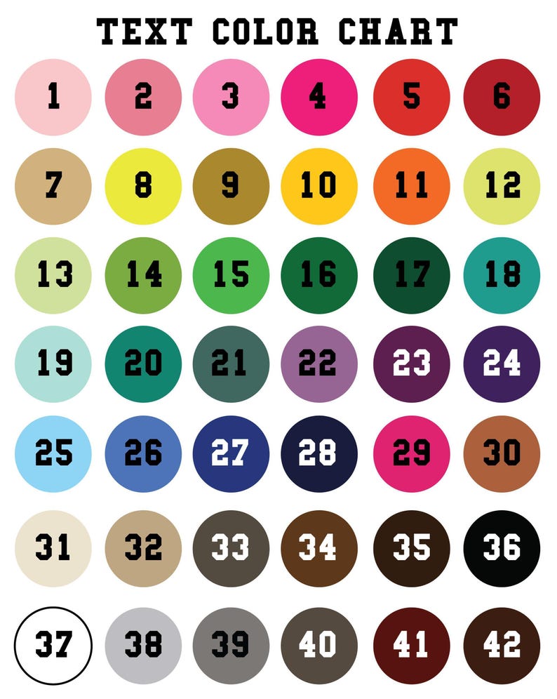 The image is a color chart with various colored circles representing different numbers.