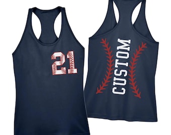 Custom Baseball Number and Name Racerback Tank Tops,Baseball Custom Racerback ,Baseball Mom Tee,Personalized Tank,Custom Baseball,ana1841