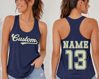 Custom Baseball Team Racerback Tank - Personalized Name and Number Vneck Tee,Custom Mascot Name,Baseball Mom Tank Top,ana2029