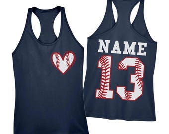 Custom Baseball Number and Name Racerback Tank Tops,Baseball Custom Racerback ,Baseball Mom Tee,Personalized Tank,Custom Baseball,ana1903