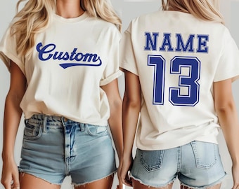 Comfort Colors Custom Team Name Jersey Tshirt,Custom Sports Shirt with Name and Number,Matching Team Tshirt,Personalized Group Tee,ana2029