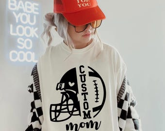 Custom Football Mama Shirt - Comfort Colors Tee with Name,ana2158