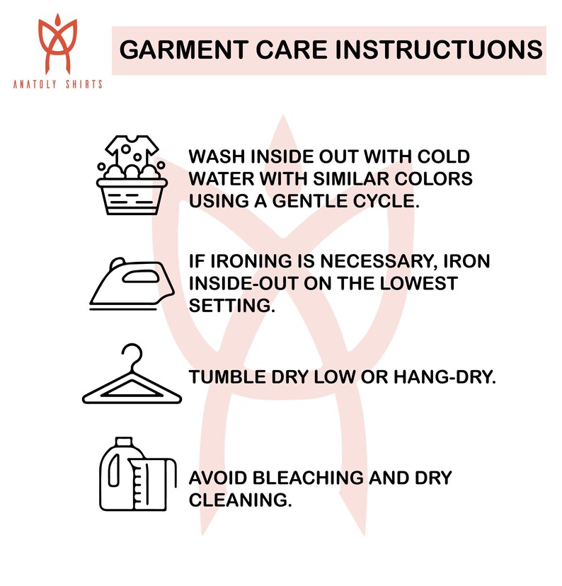 a poster with instructions on how to use a garment care instructions