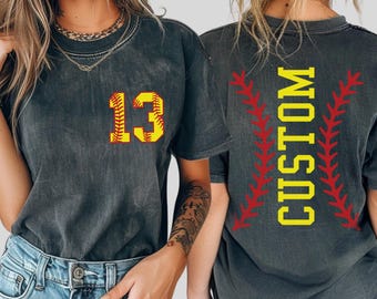 Comfort Colors Softball Tshirt,Custom Number And Name Tshirt,Personalized Softball Tshirt,Softball Mom Tee,Softball Team,Sport Lover,ana1900