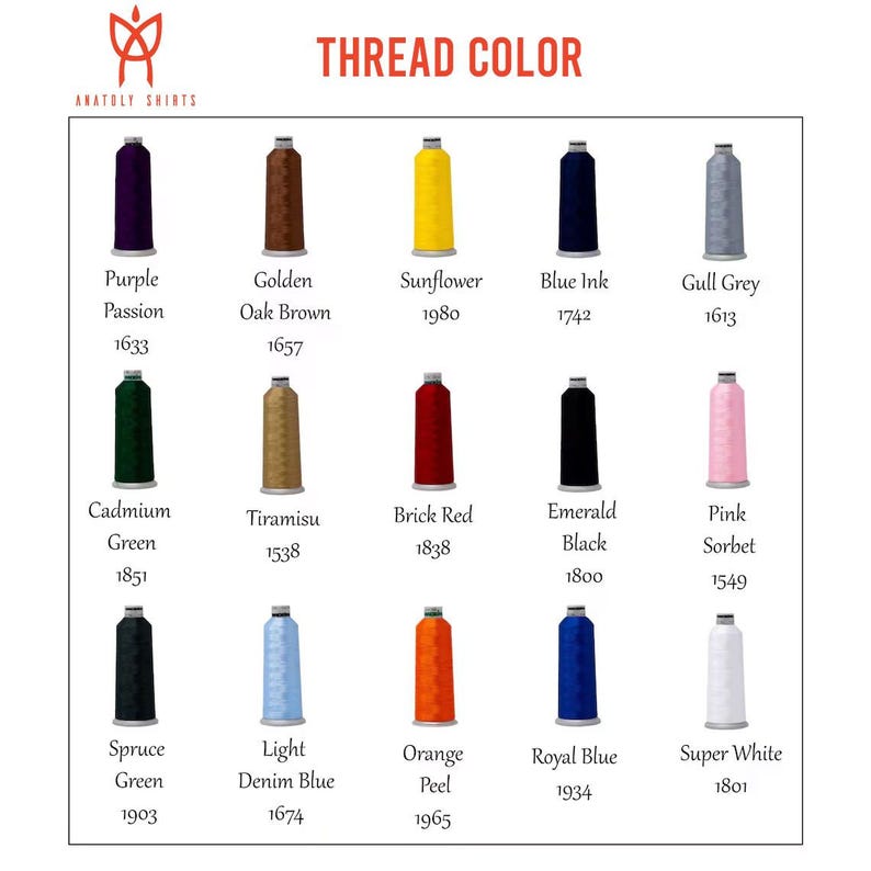 thread color chart for different types of thread
