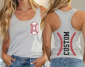 Custom Baseball Number and Name Racerback Tank Tops,Baseball Custom Racerback ,Baseball Mom Tee,Personalized Tank,Custom Baseball,ana1841