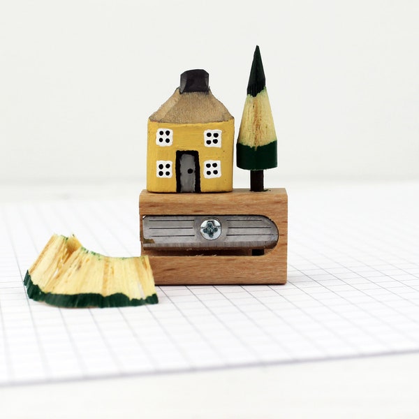 Wooden House on Pencil Sharpener