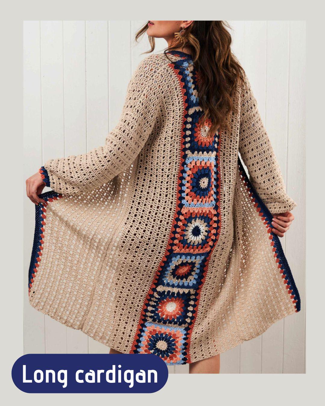 Relaxed Longline Granny-Style Cardigan