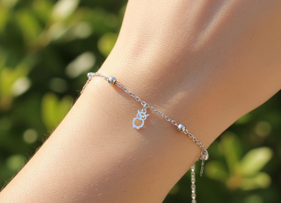 Owl Charm Bracelet, Dainty Beaded Bracelet for Women, Cute Boho Bracelet, Layering Bracelet, Animal 