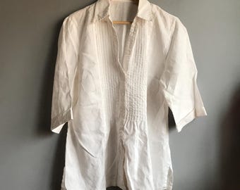 UNWORN Linen Summer Blouse size EU44 GB18, Vintage Top Shirt