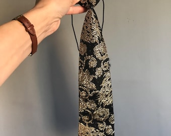 Vintage Black and Gold Tie, Retro Disco Necktie