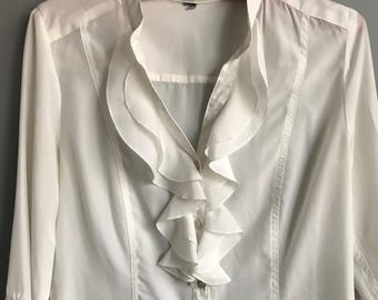 Camicetta vintage da donna color avorio-bianco taglia EU40