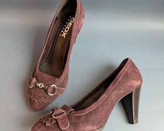 Vintage Geox mocka pumps med spänne slip-ons storlek EU37