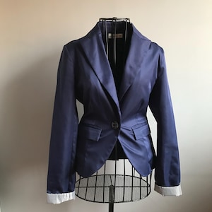 Vintage Blue Blazer size EU34, Fitted Office Jacket for Women