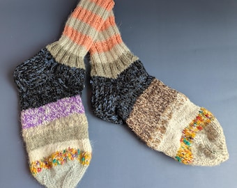 Authentic Warm Country Knitted Socks, Vintage Rustic Socks