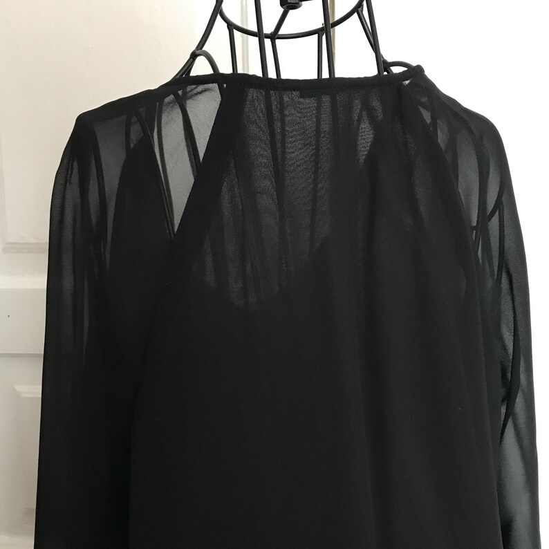 Women Black Transparent Blouse size EU40, Vintage Clothing