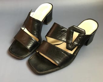 Vintage Flip Flops Concetta Pane Black Genuine Leather rozmiar EU/IT 35 US4