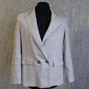 Vintage Linen Women Blazer Size EU 40-42 UK 32 US 32