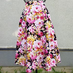 Flowers Skirt, Vintage Cotton Clothing Size XL, EU38-40