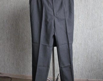 Vintage Grey Wool Men Trousers