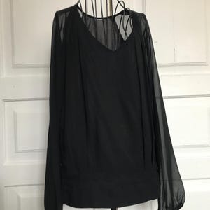 Women Black Transparent Blouse size EU40, Vintage Clothing