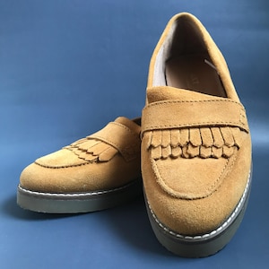 Vintage Suede Flats Shoes size EU 39 UK 6 US 8, Unisex Loafers