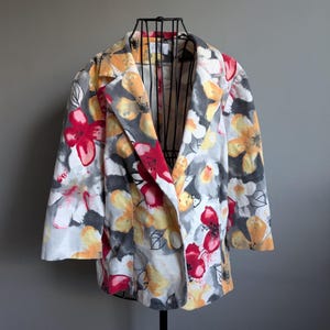 Vintage Corduroy Floral Blazer size EU42-44, with 3/4 sleeve