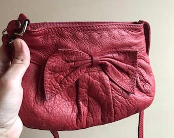 Dark Red Shoulder Bag, 1980s Vintage Small Bag Purse