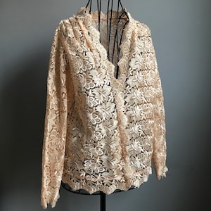 Vintage Women Transparent Lace Blouse size EU38
