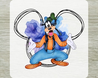 Goofy Watercolor Dtf Transfers, Mouse Head Ready To Press, Goofy Dtf Print, Disney Goofy Heat Press, Mickey Mouse Iron On, Mickey & Friends