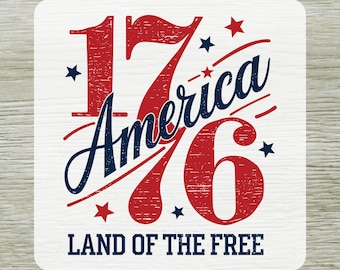 1776 America Land Of The Free DTF Transfer, Ready To Press Vintage 4th of July Independence Day Shirt Design