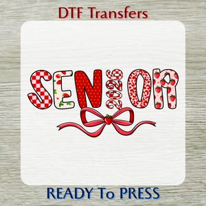 Senior 2026 Strawberry Bow DTF Transfer, Graduation Shirt Design Ready to Press