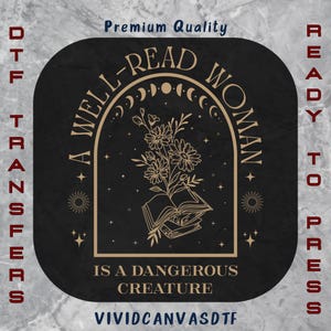 Bookish Woman DTF Transfer: Vintage Reader Iron On Design