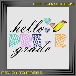 Transfert DTF Hello Pre-K Teacher : prêt à l&#39;emploi, retour à l&#39;école