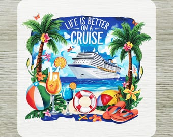 Life is Batter on a Cruise DTF Transfer, Tropical Family Vacation Ready To Press
