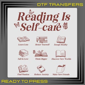 Lire, c&#39;est prendre soin de soi Transfert DTF : rat de bibliothèque, thermocollant