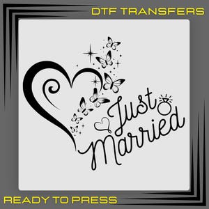 Just Married Dtf Transfer, Newlywed Ready To Press, Honeymoon Shirt Design, Mr and Mrs Shirt Print, Couples Matching Dtf, Wedding Dtf Print