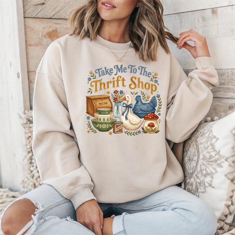Take Me To The Thrift Shop DTF Transfer, Vintage Shopping Lover Cottagecore Shirt Print Ready To Press image 4