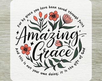 Amazing Grace DTF Transfer, Christian Faith Ready To Press, Bible Verse Floral Shirt Print, Trendy Jesus Iron on