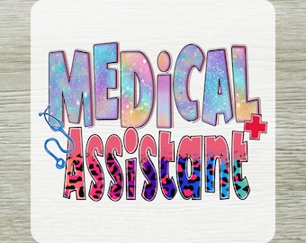 Leopard Medical Assistant DTF Transfer, Watercolor Medical Healthcare Ready to Press