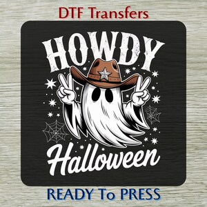 Transfert DTF Western Ghost rétro : conception de chemise d&#39;Halloween effrayante de cow-boy