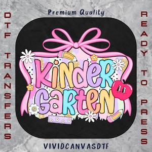 Preppy Kindergarten DTF Transfer: Glitter Bow, Ready To Press