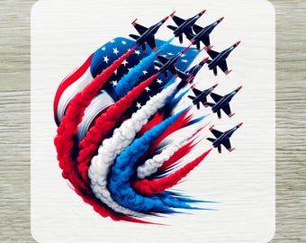 Patriotic Fighter Jets DTF Transfer,  Ready To Press 4th Of July Freedom Shirt Design