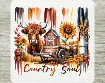 Brushstroke Small Town Farm House DTF Transfer, Western Summer Ready To Press, Country Soul Design
