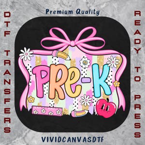 Preppy Coquette Pre-K DTF Transfer: First Day of School Print