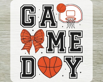 Game Day Basketball DTF Transfer Ready To Press, Basketball Mama DTF Transfers for Shirts, Basketball Coquette Bow Dtf Print