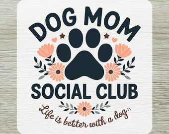 Dog Mom DTF Transfer Ready To Press, Floral Paw Print Heat Press Iron on, Dog Lover T Shirt Transfers